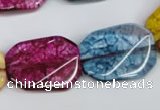 CKQ143 15.5 inches 20*30mm twisted rectangle dyed crackle quartz beads