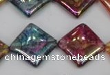 CKQ152 15.5 inches 20*20mm diamond AB-color crackle quartz beads