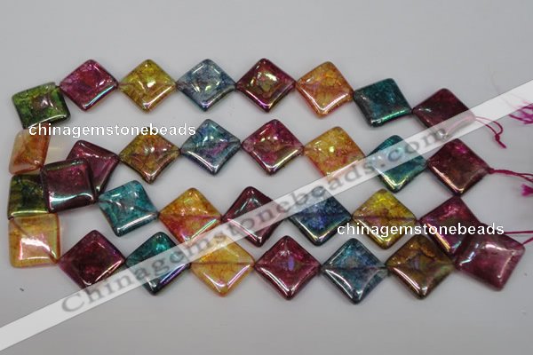 CKQ153 15.5 inches 25*25mm diamond AB-color crackle quartz beads