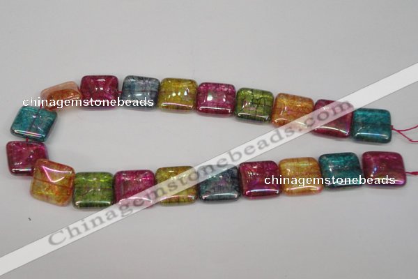 CKQ156 15.5 inches 25*25mm square AB-color crackle quartz beads