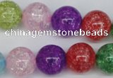 CKQ16 15.5 inches 14mm round dyed crackle quartz beads wholesale