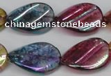 CKQ161 15.5 inches 18*25mm twisted oval AB-color crackle quartz beads