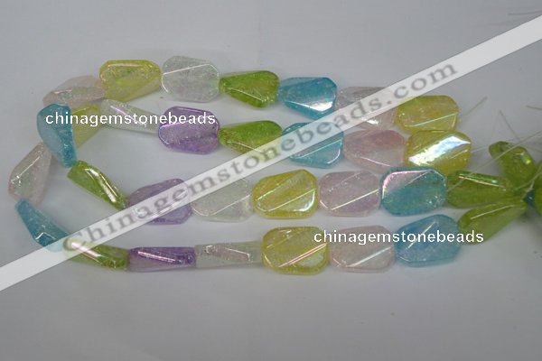 CKQ164 15.5 inches 18*25mm twisted rectangle AB-color crackle quartz beads