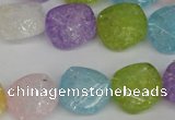 CKQ178 15.5 inches 16mm faceted coin dyed crackle quartz beads