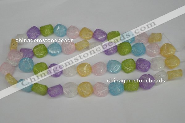 CKQ178 15.5 inches 16mm faceted coin dyed crackle quartz beads