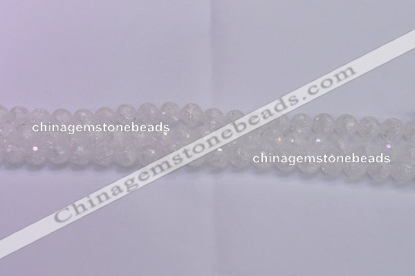 CKQ344 15.5 inches 8mm faceted round dyed crackle quartz beads