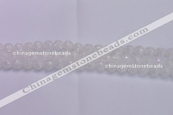 CKQ345 15.5 inches 10mm faceted round dyed crackle quartz beads