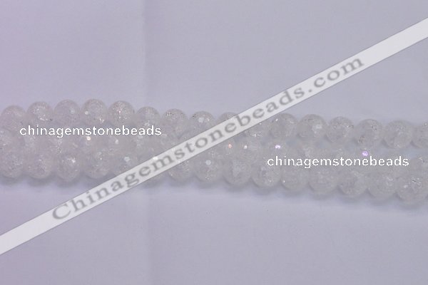 CKQ346 15.5 inches 12mm faceted round dyed crackle quartz beads