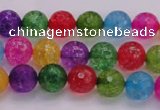 CKQ350 15.5 inches 6mm faceted round dyed crackle quartz beads