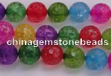 CKQ351 15.5 inches 8mm faceted round dyed crackle quartz beads