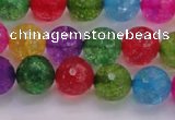 CKQ352 15.5 inches 10mm faceted round dyed crackle quartz beads