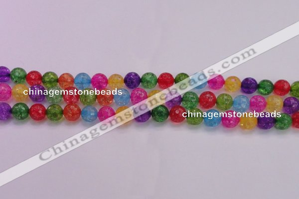 CKQ352 15.5 inches 10mm faceted round dyed crackle quartz beads