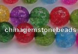 CKQ354 15.5 inches 14mm faceted round dyed crackle quartz beads