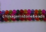 CKQ392 15.5 inches 8mm round dyed crackle quartz beads