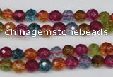 CKQ41 15.5 inches 6mm faceted round dyed crackle quartz beads