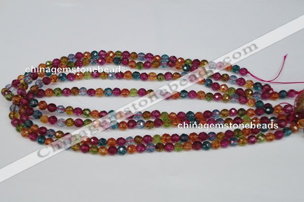 CKQ41 15.5 inches 6mm faceted round dyed crackle quartz beads