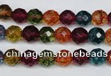 CKQ42 15.5 inches 8mm faceted round dyed crackle quartz beads