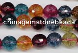 CKQ43 15.5 inches 10mm faceted round dyed crackle quartz beads