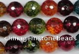 CKQ44 15.5 inches 12mm faceted round dyed crackle quartz beads