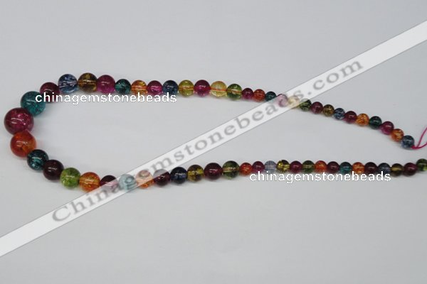 CKQ49 15.5 inches 6mm - 14mm round dyed crackle quartz beads