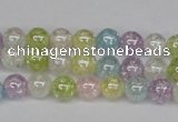 CKQ61 15.5 inches 6mm round AB-color dyed crackle quartz beads