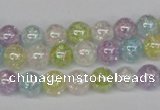 CKQ62 15.5 inches 8mm round AB-color dyed crackle quartz beads