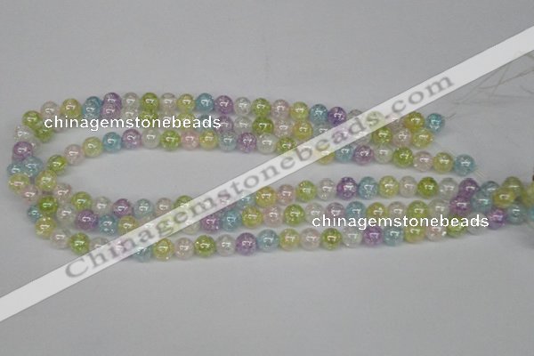 CKQ62 15.5 inches 8mm round AB-color dyed crackle quartz beads