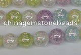 CKQ63 15.5 inches 10mm round AB-color dyed crackle quartz beads