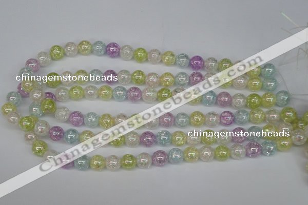 CKQ63 15.5 inches 10mm round AB-color dyed crackle quartz beads