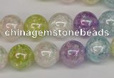 CKQ64 15.5 inches 12mm round AB-color dyed crackle quartz beads