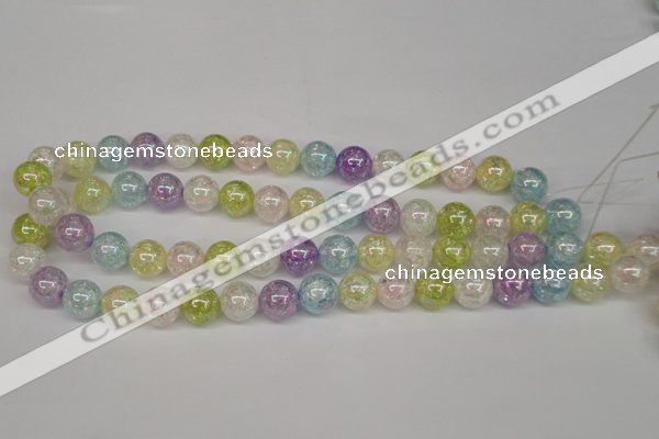 CKQ64 15.5 inches 12mm round AB-color dyed crackle quartz beads