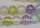 CKQ65 15.5 inches 14mm round AB-color dyed crackle quartz beads