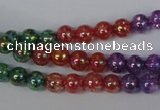 CKQ71 15.5 inches 6mm round AB-color dyed crackle quartz beads