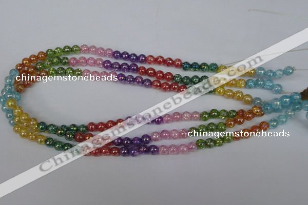 CKQ71 15.5 inches 6mm round AB-color dyed crackle quartz beads