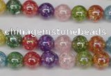 CKQ72 15.5 inches 8mm round AB-color dyed crackle quartz beads