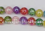 CKQ73 15.5 inches 10mm round AB-color dyed crackle quartz beads