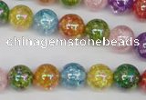 CKQ74 15.5 inches 12mm round AB-color dyed crackle quartz beads