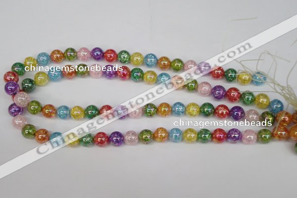 CKQ74 15.5 inches 12mm round AB-color dyed crackle quartz beads