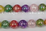 CKQ75 15.5 inches 14mm round AB-color dyed crackle quartz beads