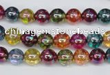 CKQ82 15.5 inches 8mm round AB-color dyed crackle quartz beads