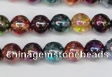 CKQ83 15.5 inches 10mm round AB-color dyed crackle quartz beads