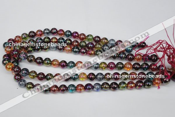 CKQ83 15.5 inches 10mm round AB-color dyed crackle quartz beads