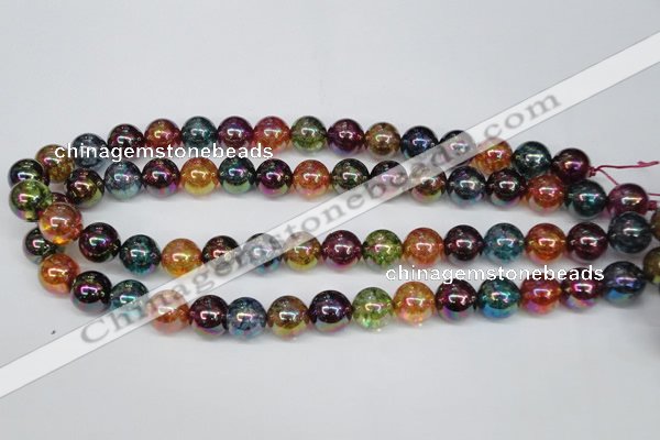 CKQ84 15.5 inches 12mm round AB-color dyed crackle quartz beads