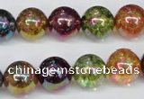 CKQ85 15.5 inches 14mm round AB-color dyed crackle quartz beads