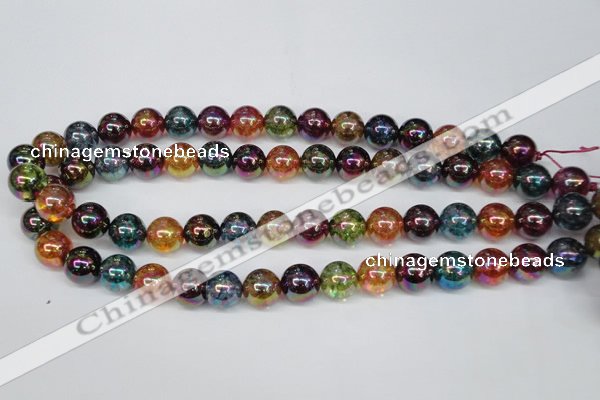 CKQ85 15.5 inches 14mm round AB-color dyed crackle quartz beads