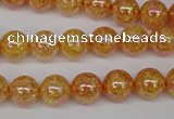 CKQ91 15.5 inches 6mm round AB-color dyed crackle quartz beads