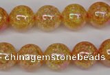 CKQ94 15.5 inches 12mm round AB-color dyed crackle quartz beads