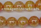 CKQ95 15.5 inches 14mm round AB-color dyed crackle quartz beads