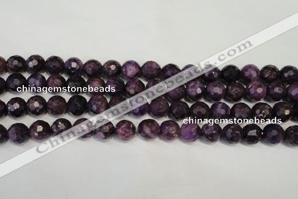 CKU24 15.5 inches 12mm faceted round purple kunzite beads wholesale