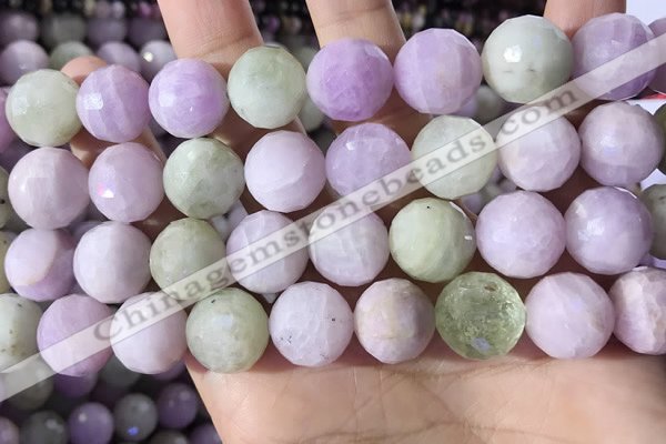 CKU328 15.5 inches 14mm - 15mm faceted round natural kunzite beads